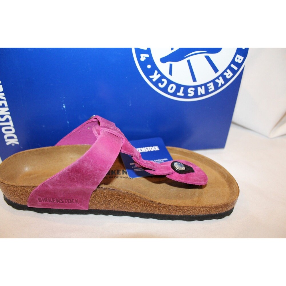 BIRKENSTOCK GIZEH BRAIDED LEATHER SANDALS REGULAR FIT EU 42 US 11 FUSCHIA NIB - Picture 5 of 7